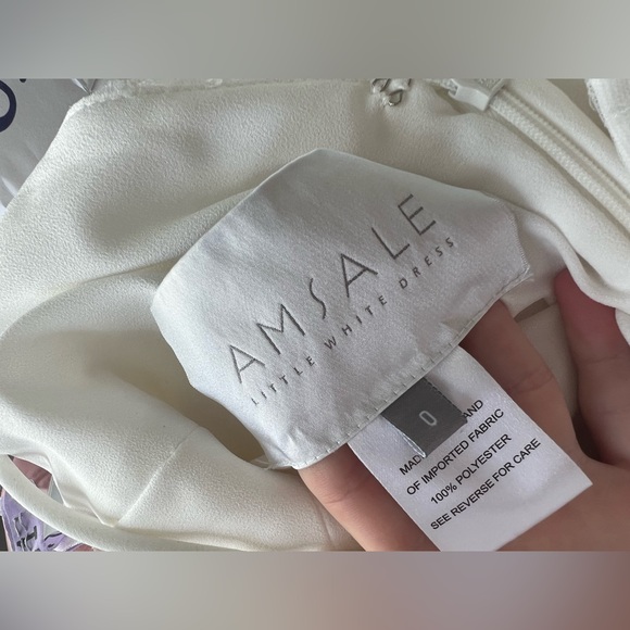 White AMSALE pant jumpsuit with beaded top Size 0 - Picture 7 of 9